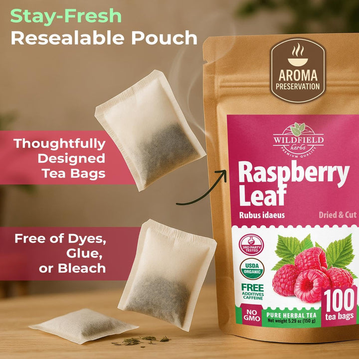 100 Bags Raspberry Leaf Tea Rasberry Leaf Herbs (Rubus Idaeus Folium ...