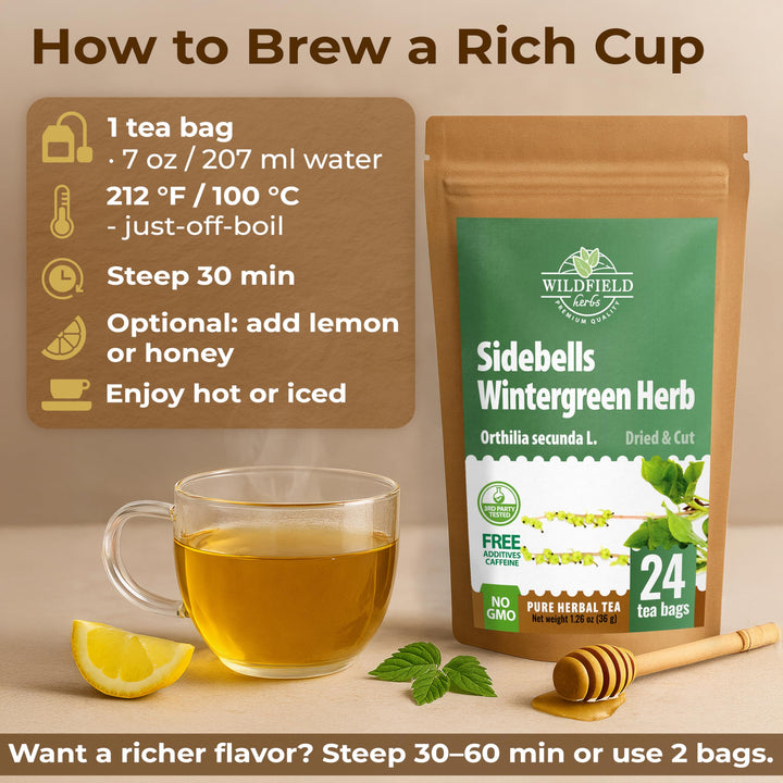 24 Bags Dried Cut Sidebells Wintergreen Herb Tea (Orthilia Secunda ...