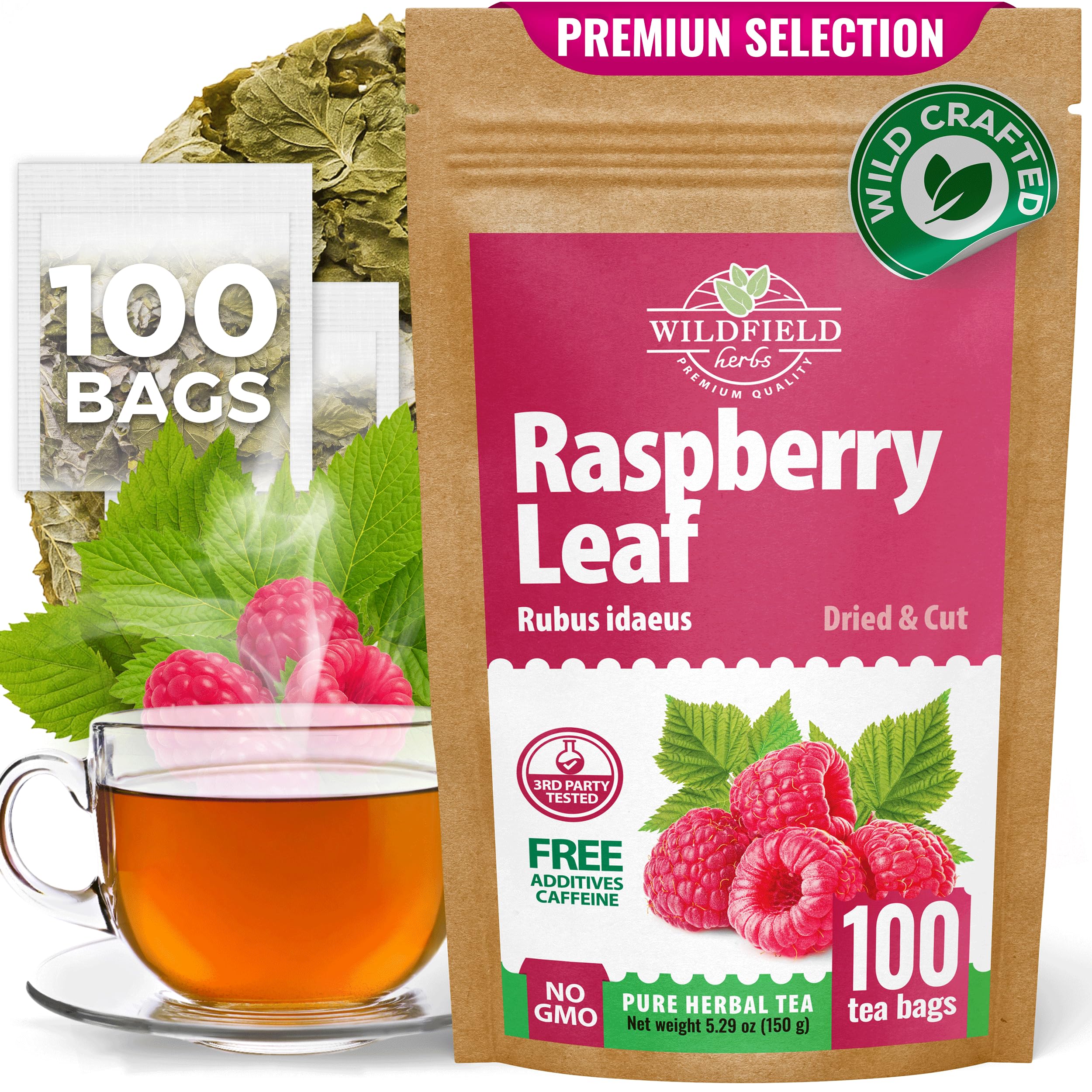 100 Bags Raspberry Leaf Tea Rasberry Leaf Herbs (Rubus Idaeus Folium ...