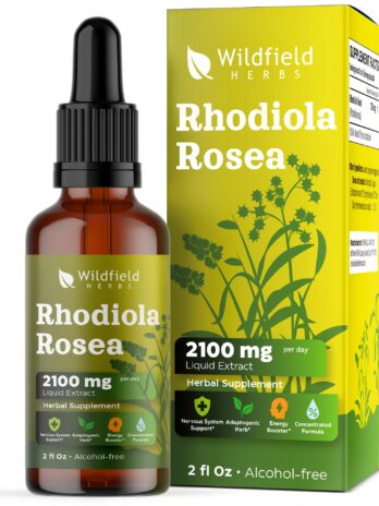 Rhodiola Rosea Root Tincture Extract Drops 2100mg (Rhodiola rosea L.) Herbal Supplement Absorbs Better Than Capsules, 1 Month Supply, 84 Servings, Alcohol-Free Tincture – 2 Oz, Pack of 1