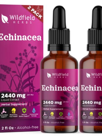 4 oz Liquid Echinacea Extract – Echinacea Root Drops Tincture 2440mg (Echinacea purpurea) Herbal Supplement Absorbs Better Than Capsules, 2 Month Supply, 84 Servings, Alcohol-Free – 2 Oz, Pack of 2