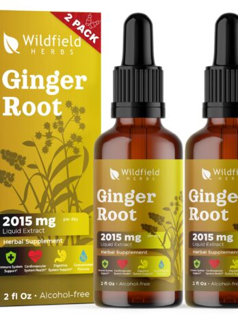 4 oz Ginger Tincture Ginger Root Extract 2015 mg (Zingiber officinale L.) Ginger Extract Liquid Supplement Absorbs Better Than Capsules, 2 Month Supply, 84 Servings, Alcohol-Free – 2 Oz, Pack of 2