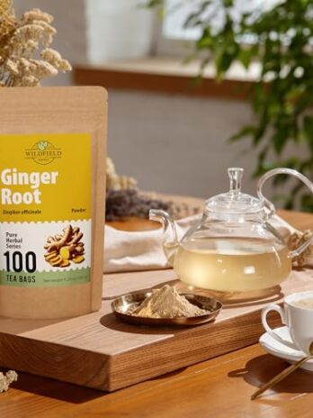 100 Bags Ginger Tea Bags Ginger Root Tea Dry Dried Herb (Zingiber officinale) – 100 Count 1.5g Tea Bags Ginger Raíz de jengibre