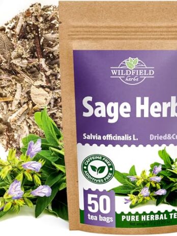 50 Bags Dried Sage Herb Herbs Tea (Salvia officinalis) – 50 count Tea Bags Sage Herbal Tea Salvia Sage