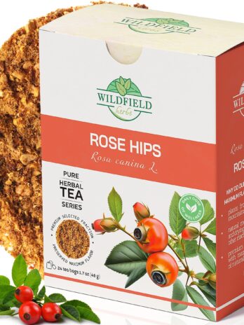 24 bags Dried Rosehips Dried Rose Hips Rose Hip Tea Bags Crushed Rose Hips (Roza Cinamomea) – 24 Count 2 g Tea Bags Rosehip Berries Whole Rose Hips Escaramujo