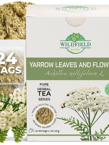 24 bags Yarrow Herb Dried Yarrow Leaf & Flower Herbal Tea (Achillea millefolium tea) – 24 Count 2g Tea Bags Yarrow Leaf & Flower Herb Tea Milenrama