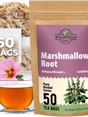 50 Bags Dried Marshmallow Root Tea Marshmallow Root Herb Herbal Tea (Althaea officinalis) – 50 count Tea Bags Marshmallow Cut and Sifted Marshmallow Root Herb Tea Raíz de Malvavisco