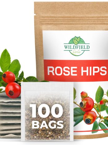 100 Bags Rosehips Tea Dried Rose Hips Crushed Rose Hips (Roza Cinamomea) – 100 Count 1.5 g Rose Hip Tea Bags Rosehip Berries Whole Rose Hips