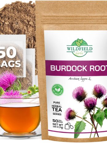 WILDFIELD HERBS 50 Bags Burdock Root Tea Herb Dried Burdock Root Tea Bags Herb (Arctium Lappa Root) – 50 Count 1.5g Tea Bags Dry Burdock Root Herbal Tea Bardana