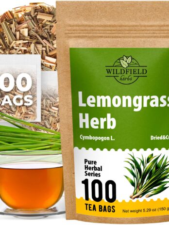 100 Bags Dried Lemongrass Tea Lemon Grass Leaf Herbal Tea (Cymbopogon) – 100 Count 1.5g Tea Bags Lemongrass Chai Herb Tea Limoncillo (Hierba Limon)