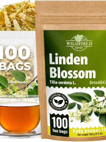 100 Bags Linden Tea Dried Linden Flower Tea Herbal (Tilia cordata) – 100 Count 1.5g Tea Bags Linden Flowers Tea Herb Lipa