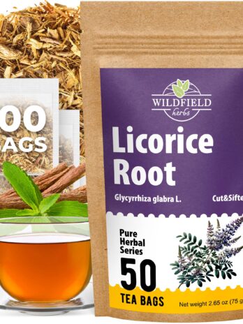 50 Bags Licorice Root Tea Liqorish Root Liquorice Root Tea Herb (Glycyrrhiza Glabra) – 50 Count 1.5g Tea Bags Licorice Roots Licorace Root Herbal Tea Raiz de regaliz