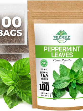 100 Bags Mint Tea Bags Peppermint Tea Bags Loose Leaf Fresh Mint Leaves (Menta Piperita) – 100 Count 1.5g BagsTea Bags Dried Peppermint Leaves Herbal Teate de menta