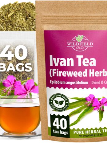 WILDFIELD HERBS 24 Bags Ivan Tea Siberian Fireweed Tea Herb Blooming Sally Tea (Chamerion angustifolium) – Herbal Tea Ivan Chai 24 Count 2g Tea Bags Epilobium angustifolium Иван Чай