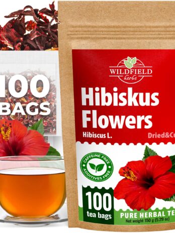 100 Bags Dried Hibiscus Flower Tea Herbal flor de jamaica (Hibiscus) – 100 Count 1.5g Tea Bags Dry Dried Hibiscus Flowers Hibiscus Herb Tea Hibisko